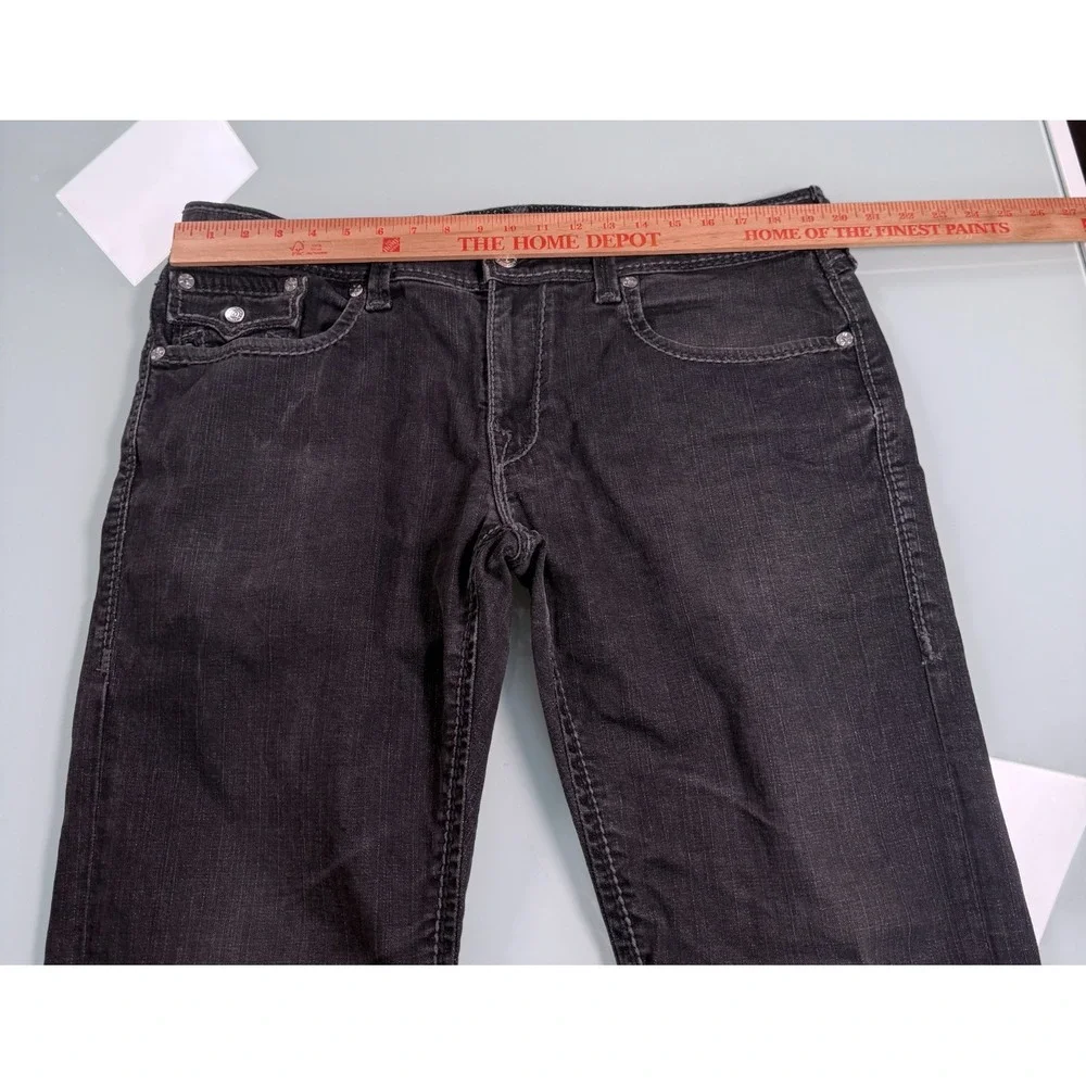 True Religion Straight WFLP Jeans Mens 38 Gray Mega T Flap Pocket Body Rinse